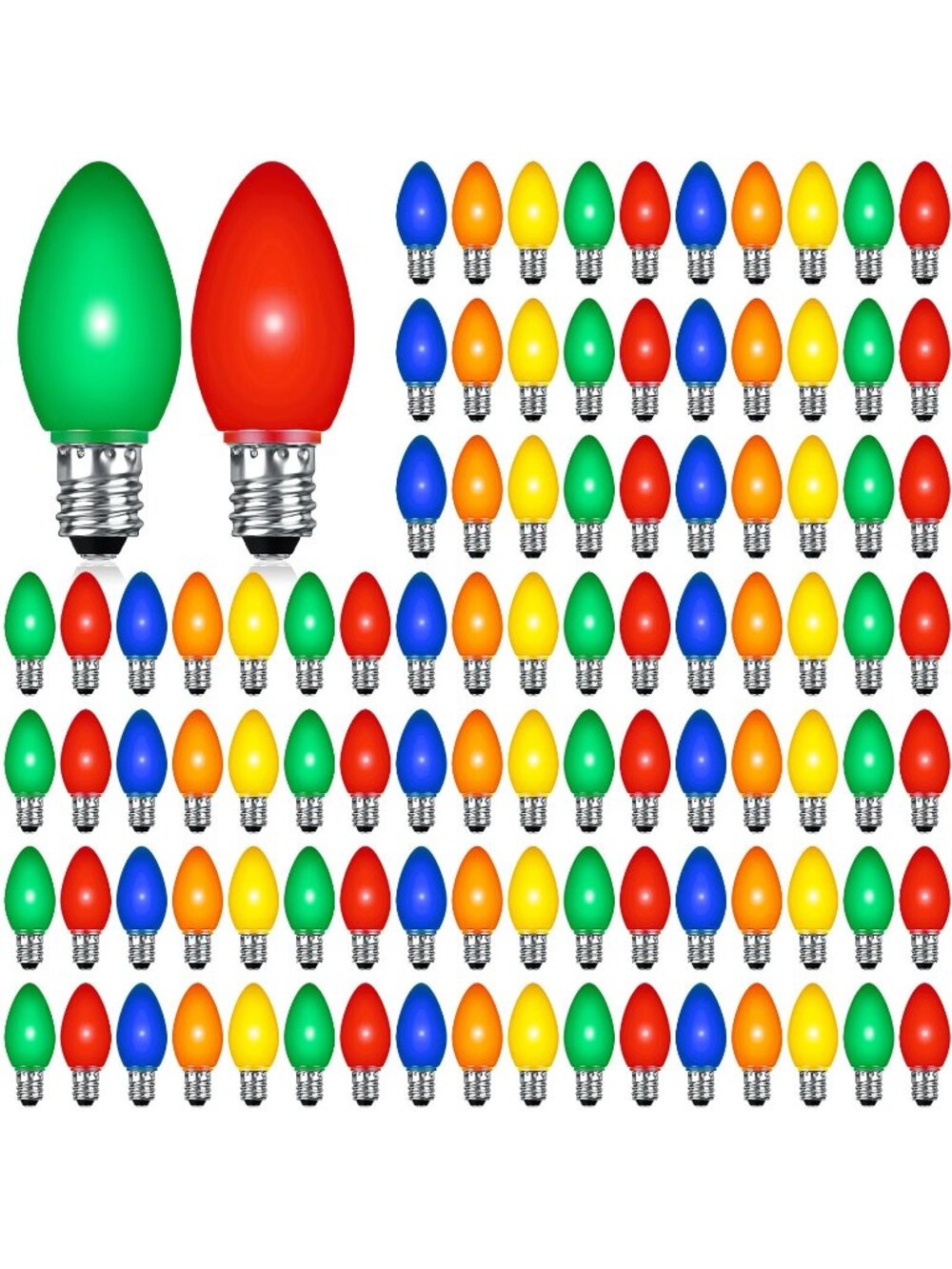 100-Piece Multi-Color C9 Christmas Replacement Bulbs Assorted Colors Screw Base